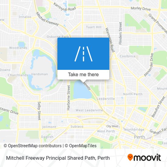 Mitchell Freeway Principal Shared Path map
