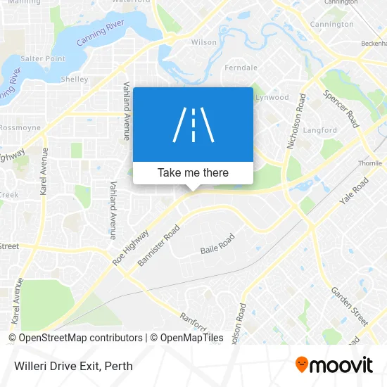 Mapa Willeri Drive Exit