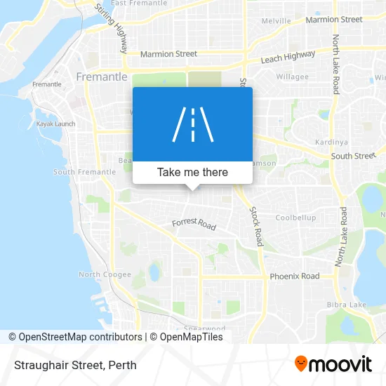 Perth Mapa ¿Cómo llegar a Straughair Street, Hamilton Hill en autobús o tren?