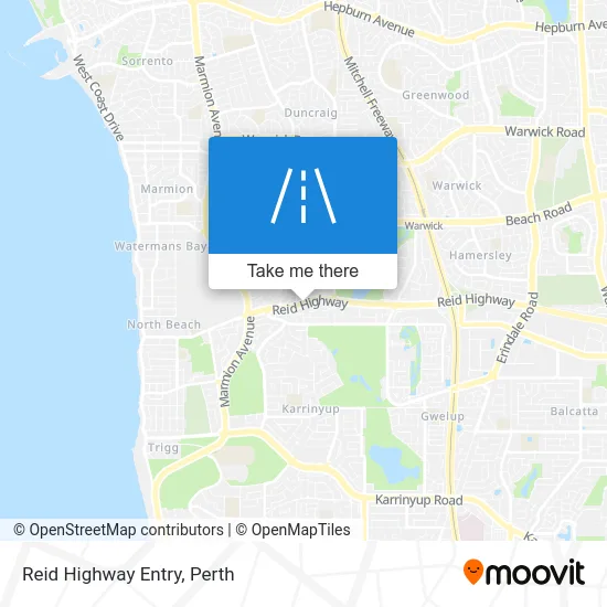 Mapa Reid Highway Entry