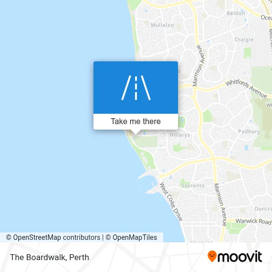 Perth Mapa ¿Cómo llegar a The Boardwalk, Hillarys en autobús o tren?