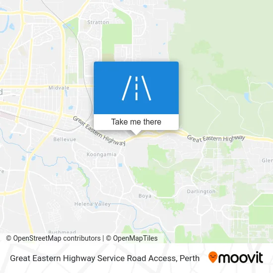 Mapa Great Eastern Highway Service Road Access