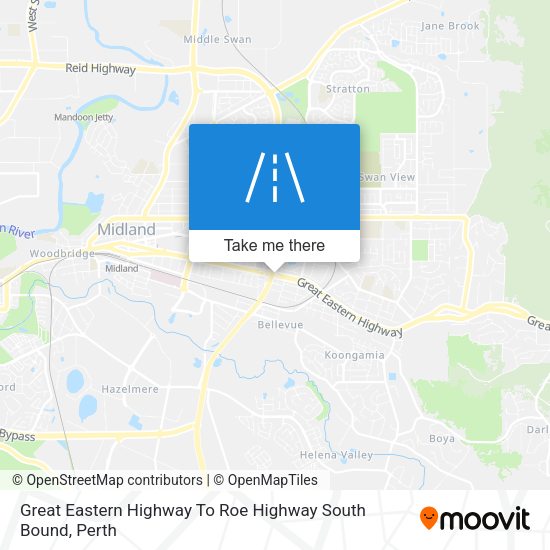 Great Eastern Highway To Roe Highway South Bound map