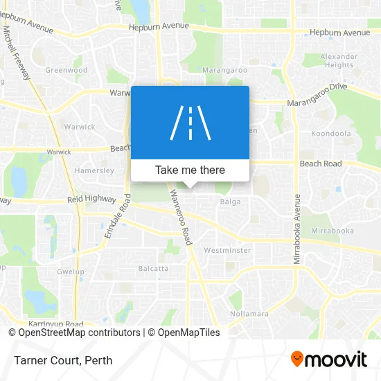 Perth Mapa ¿Cómo llegar a Tarner Court, Balga en autobús o tren?