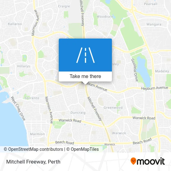 Mapa Mitchell Freeway