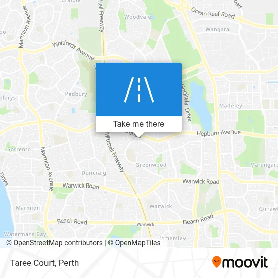 Perth Mapa ¿Cómo llegar a Taree Court, Greenwood en autobús o tren?