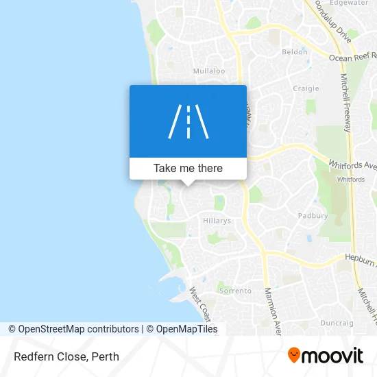 Mapa Redfern Close