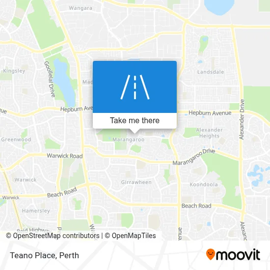 Perth Mapa ¿Cómo llegar a Teano Place, Marangaroo en autobús o tren?