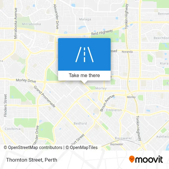 Perth Mapa ¿Cómo llegar a Thornton Street, Morley en autobús o tren?