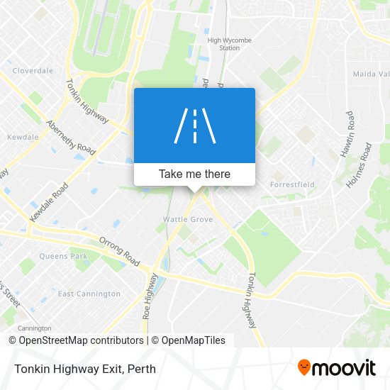 Tonkin Highway Exit map