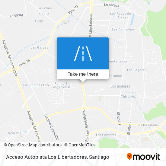 Acceso Autopista Los Libertadores map