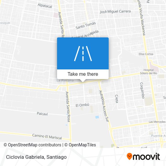 Ciclovía Gabriela map