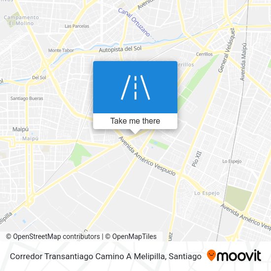 Corredor Transantiago Camino A Melipilla map