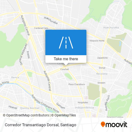 Corredor Transantiago Dorsal map