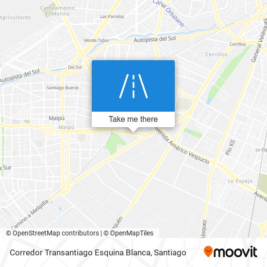 Mapa de Corredor Transantiago Esquina Blanca