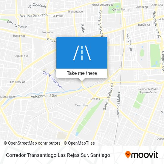 Corredor Transantiago Las Rejas Sur map