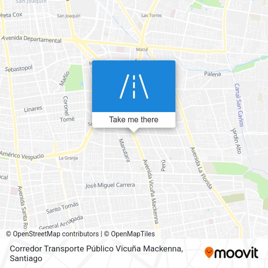 Corredor Transporte Público Vicuña Mackenna map