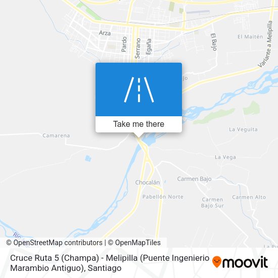 Cruce Ruta 5 (Champa) - Melipilla (Puente Ingenierio Marambio Antiguo) map