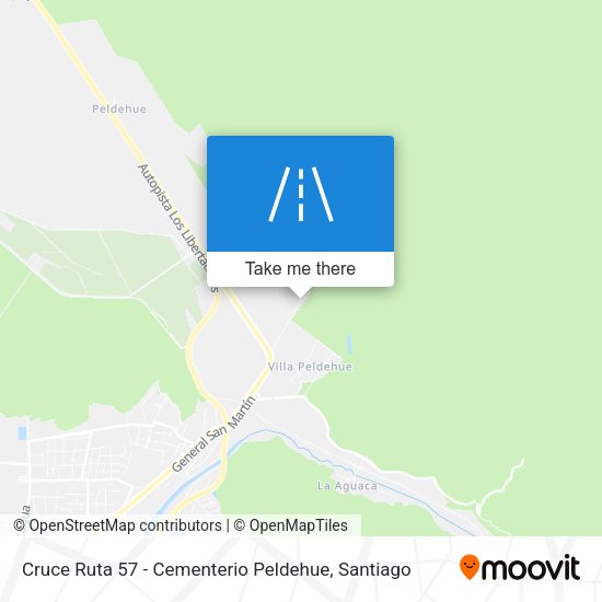 Mapa de Cruce Ruta 57 - Cementerio Peldehue