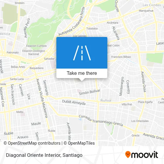 Diagonal Oriente Interior map