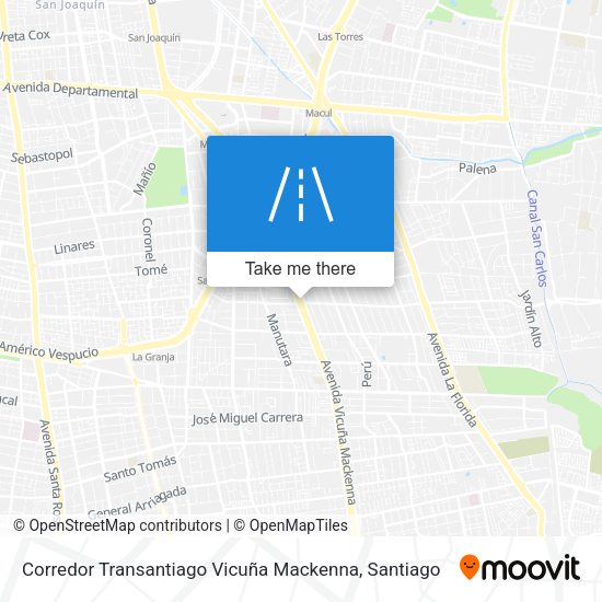 Corredor Transantiago Vicuña Mackenna map