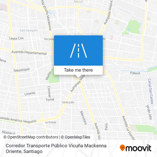 Mapa de Corredor Transporte Público Vicuña Mackenna Oriente