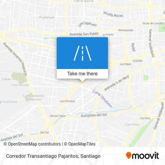 Corredor Transantiago Pajaritos map
