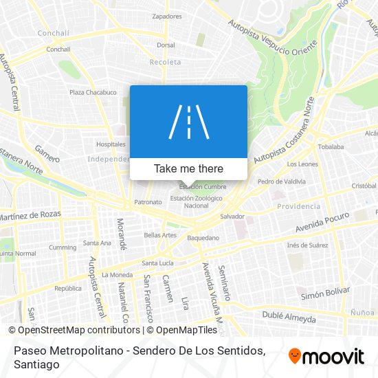 Paseo Metropolitano - Sendero De Los Sentidos map