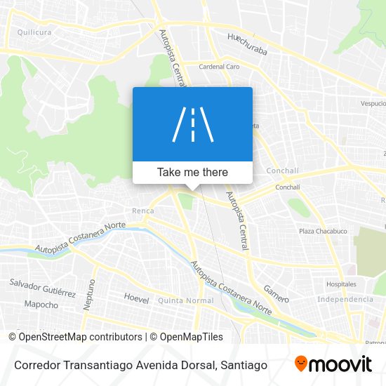Corredor Transantiago Avenida Dorsal map