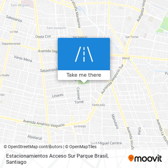 Estacionamientos Acceso Sur Parque Brasil map