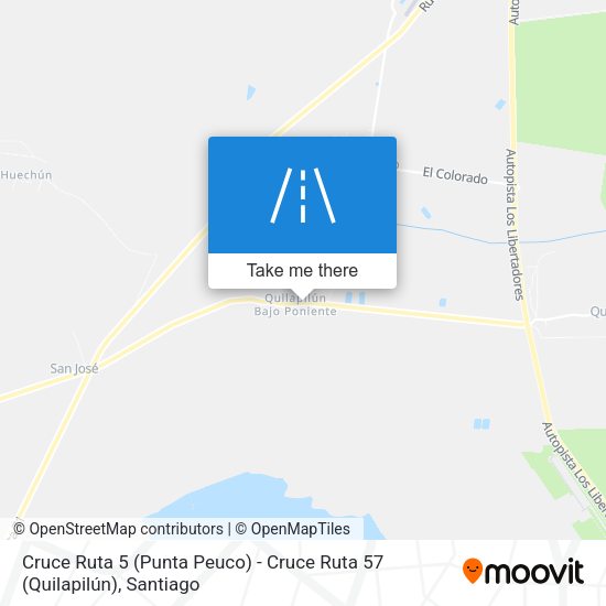 Cruce Ruta 5 (Punta Peuco) - Cruce Ruta 57 (Quilapilún) map