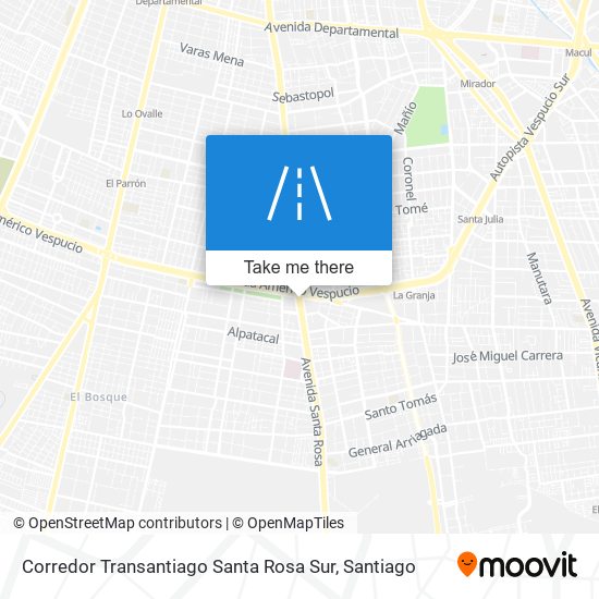 Mapa de Corredor Transantiago Santa Rosa Sur