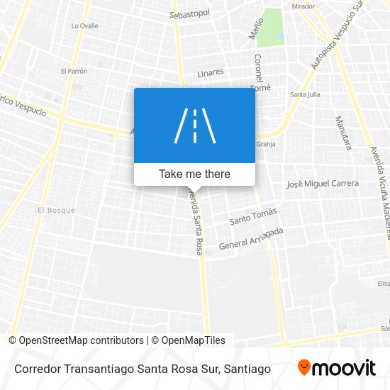Corredor Transantiago Santa Rosa Sur map