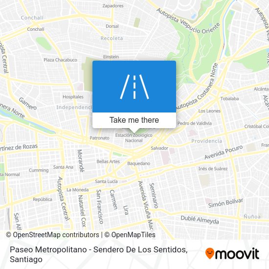 Mapa de Paseo Metropolitano - Sendero De Los Sentidos
