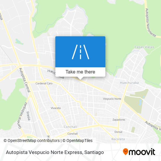 Autopista Vespucio Norte Express map