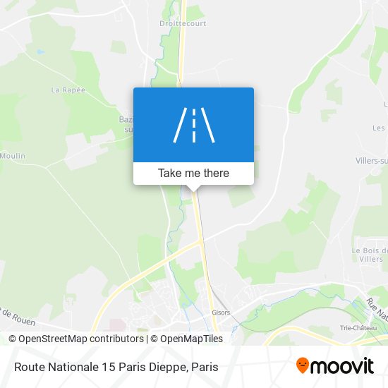 Route Nationale 15 Paris Dieppe map