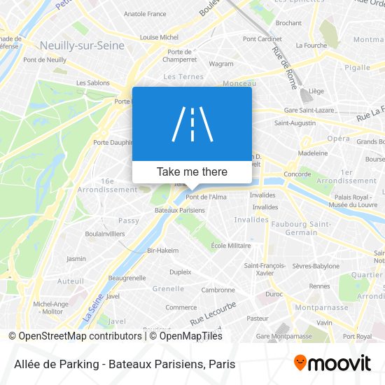 Allée de Parking - Bateaux Parisiens map