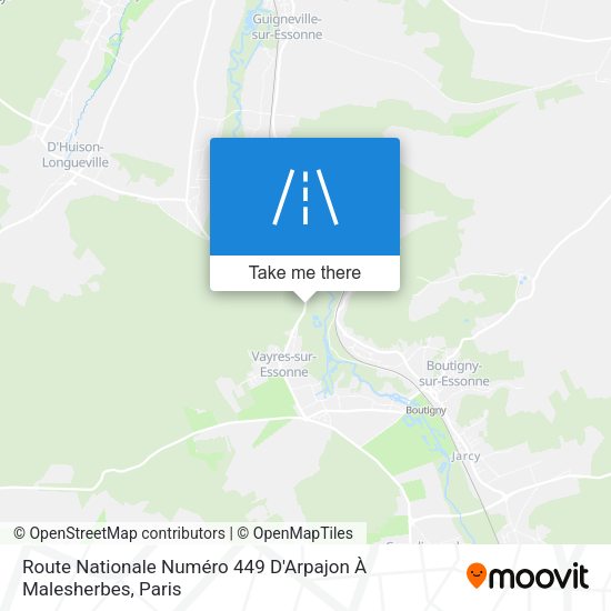 Route Nationale Numéro 449 D'Arpajon À Malesherbes map