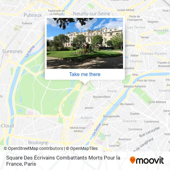 Square Des Écrivains Combattants Morts Pour la France map