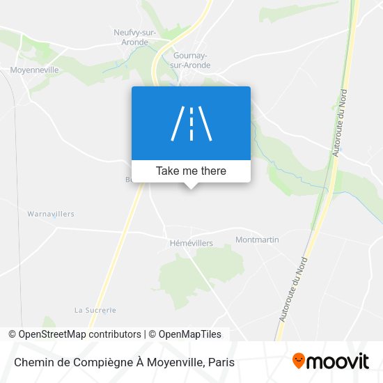 Chemin de Compiègne À Moyenville map