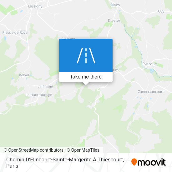Chemin D'Elincourt-Sainte-Margerite À Thiescourt map