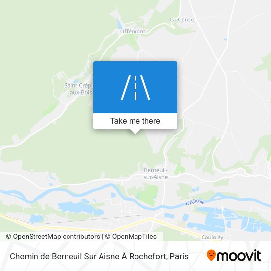 Chemin de Berneuil Sur Aisne À Rochefort map