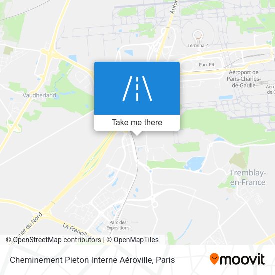 Cheminement Pieton Interne Aéroville map