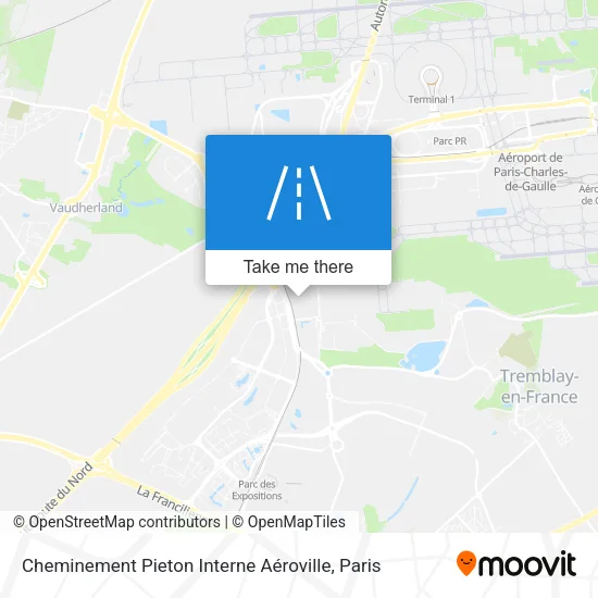 Cheminement Pieton Interne Aéroville map