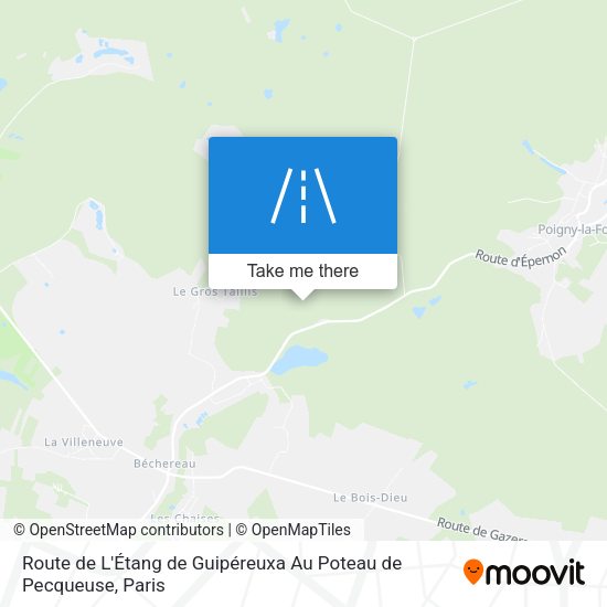 Route de L'Étang de Guipéreuxa Au Poteau de Pecqueuse map