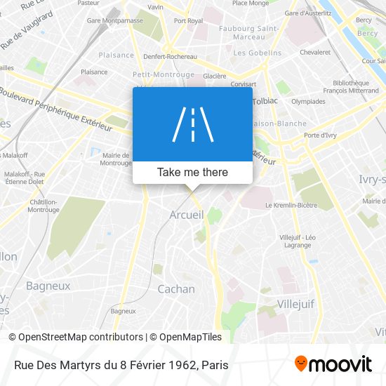 Mapa Rue Des Martyrs du 8 Février 1962