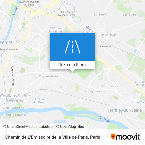 Chemin de L'Emissaire de la Ville de Paris map