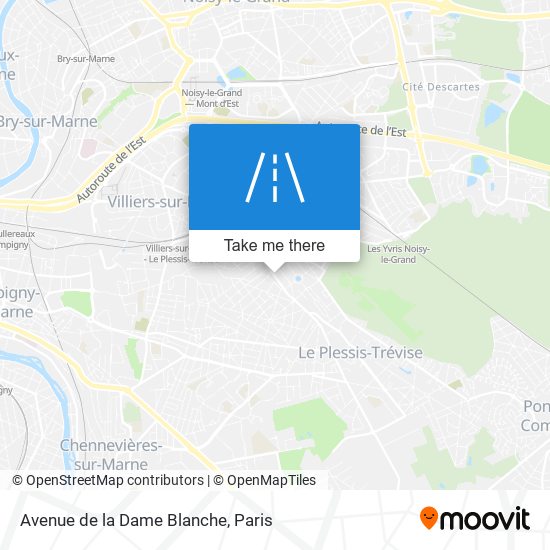 Mapa Avenue de la Dame Blanche