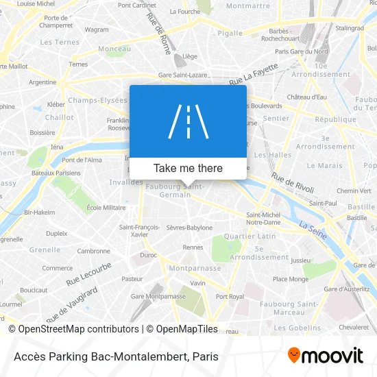 Mapa Accès Parking Bac-Montalembert