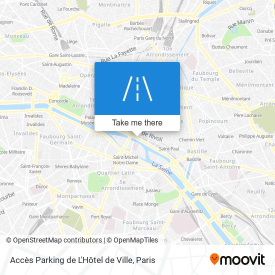 Mapa Accès Parking de L'Hôtel de Ville